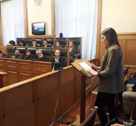 Intervenci&oacute;n de Tatiana Fraga, en representaci&oacute;n da veci&ntilde;anza da Lavacolla afectada polo Plan especial do Cami&ntilde;o franc&eacute;s